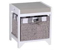 Wohnling ropa para banco con 1 cesta de mimbre y de la cubierta de asiento en colour gris y banco de nuevo WL1, 194