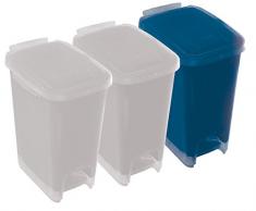 Mondex pls8089d-25 Roll Top papelera de reciclaje con pedal con tapa (plástico, 33 x 25 x 40 cm, 16 L, plástico, azul, 16 L