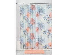 InterDesign Elsa SC Cortina de baño | Cortina para bañera o plato de ducha, 183 x 183 cm | Preciosa cortina de ducha con estampado de flores pastel | Poliéster de colores/coral