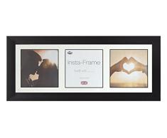 Inov8 21 x 20,32 cm Insta-Frame Marco para Instagram 3/de estampado a cuadros de fotos con paspartú blanco y negro con borde, negro satinado