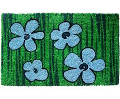 Entryways - Felpudo (43 x 71 cm, fibra de coco y revestimiento de PVC), diseño floral, color azul