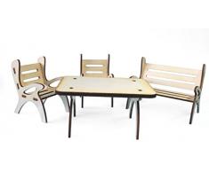 Petra s de manualidades (News a gmh06fs1 mesa Grupo, compuesto por 1 X mesa, 1 x jardín banco y 2 sillas de madera, 4 piezas)
