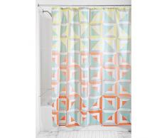 InterDesign Max Cortina de baño textil | Cortina para baño de 183 cm x 183 cm para bañera y plato de ducha | Cortina de ducha de diseño geométrico | Poliéster tonos pastel
