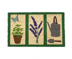 Entryways Felpudo de fibra de coco con reverso de PVC antideslizante y herramientas de jardín, varios colores