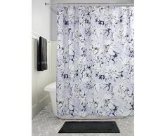 InterDesign Chalk Floral SC Cortina de ducha | Cortina para bañera o plato de ducha, 183 x 183 cm, secado rápido | Cortina de baño con estampado floral | Poliéster azul claro