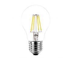 LEDbyLED Bombilla Incandescente E27, Gota, 4 W Equivalente a 40 W, 400 Lúmenes, 2700 K, Luz Blanca Cálida, Transparente, Aluminio, Vidrio, Ø60 mm, Altura: 240 mm
