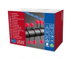 Konstsmide 3696-557 - Guirnalda de luces led esféricas en cordón (80 diodos redondos grandes rojos, transformador exterior de 24 V, cable negro)