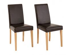 Diseño de estilo de vida 940144 silla LIVA doble, 96 x 57 x 43 cm cada uno, funda de piel sintética marrón oscuro, estructura de madera maciza de pino, barnizada y encerada