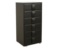 PAME 43619 - Mueble cajonera de polipiel con 6 cajones, 94 x 45 x 38 cm, color marrón