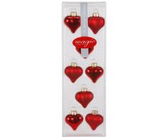 Inge-glas 12002K012 - Corazones decorativos para árbol de Navidad, 40 mm, 8 unidades, color rojo brillante/mate
