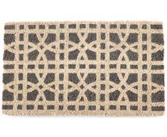 Entryways Felpudo de fibra de coco hecho a mano con formas circulares, gris/blanco