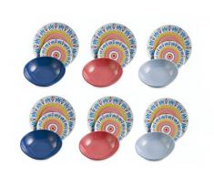 Villa DEste Sevilla Juego de 18 Platos de Gres y Porcelana, en Varios Colores