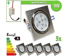 1 x foco de pared bombilla de 9 W escuadra de focos para lámpara de techo empotrable, blanco 9|wattsW
