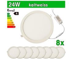 LEDVero SMD 2835 ultrafina 8 x Panel LED, 24 W, lámpara de techo redonda LED foco, luz blanca fría SP115