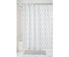 InterDesign Lattice Cortina de baño textil | Cortina para baño de 183 cm x 183 cm para bañera y plato de ducha | Cortina de ducha de diseño discreto | Poliéster menta/gris