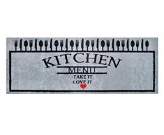 Alfombrilla LifeStyle 100581 Menú con amor, alfombra antideslizante y lavable, ideal para el armario, la cocina o el dormitorio, 67 x 170 cm, negro / gris