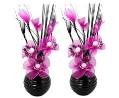 Flourish 796167 - Jarrón ovalado con flores artificiales de seda, 75 cm, vidrio, Pair of Pink, 10x10x32 cm