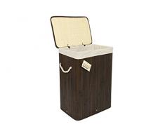 WoodLuv - Cesta de bambú plegable para colada (con tapa y forro extraíble)
