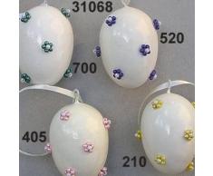 Escofina huevos de Pascua con flores de perlas, 42 x 58 mm, luz rosa