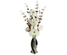 Flourish PT-30 florero con crema y marrón flores artificiales, cromo, 80 cm