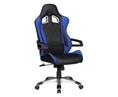 Amstyle velocidad Racing funda tipo libro para silla de escritorio azul y negro de oficina giratoria de espalda alta de