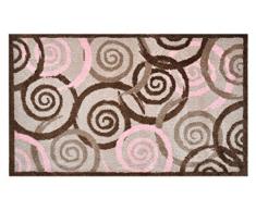 Alfombrilla LifeStyle 100314 Espirales con bordes, felpudo antideslizante y lavable, ideal para la entrada, el armario o la cocina, 67 x 110 cm, marrón / rosa