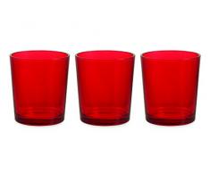 Galileo Casa La Cucina Set de 3 vasos de agua, cristal, rojo oscuro, 3 unidades