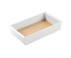 InterDesign - RealWood - Bandeja organizadora de cosméticos para el gabinete del tocador; guarda maquillaje, productos de belleza - grande - Blanco/acabado madera clara