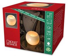 Konstsmide LED de cera de vela esférica, blanco, con interruptor/interruptor de encendido y 4 y 8 horas temporizador, diodos blancos, funciona con pilas, piscina, 2 x C 1,5 V no 1965-100