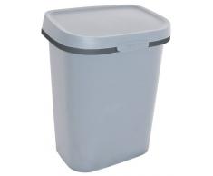 Allibert 211659 Mistral - Papelera con tapa (polipropileno, 25,6 x 19 x 31,8 cm), color gris oscuro y claro