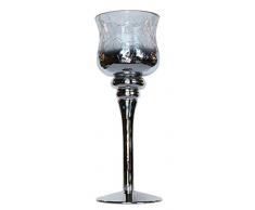 Yankee Candle Platinum Fade tallo agrietado portavelas de cristal para velas perfumadas o velas de té tamaño grande, 21,5 cm de alto y moderno vela stick jarrón estilo soporte ideal para chimeneas o bodas plata/Claro