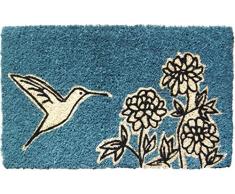 Entryways - Felpudo (45 x 75 cm, fibra de coco), diseño de flor y colibrí