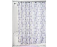 InterDesign Everli SC Cortina de baño | Cortinas estampadas para bañera o plato de ducha, 183 x 183 cm | Cortina de ducha de tela suave con estampado floral | Poliéster lavanda