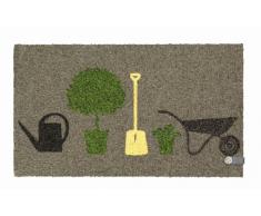 Young Generation YH 101317 Shoe Max - Felpudo (fibra de coco con base antideslizante de PVC (74 x 44 cm), diseño de planta, color gris