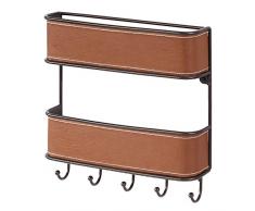 InterDesign - Laredo - Organizador de 2 niveles para correspondencia con ganchos porta llaves - de pared - Marrón/Bronce