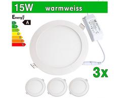3 x LED SMD 2835 LEDVero maikai Panel 15 W redondo blanco cálido para techo