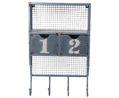 Pide X esa Boca PP-111306 - Estante de pared, metal con acabado envejecido, 2 cajones numerados y 3 ganchos, 34 x 14 x 57 cm