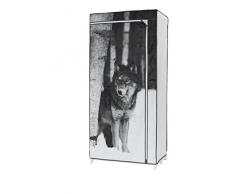 Rangement & Cie RAN7240 - Armario de tela y polipropileno, color blanco/gris, 75 x 50 x 160 cm, diseño de lobo