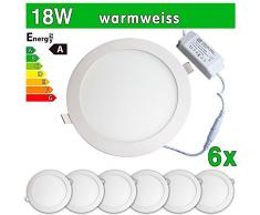 6 x funda utlrafina LEDVero Panel LED SMD 2835 18 W rejilla de ventilación redonda de luz blanca cálida de luz ultrafino para techo