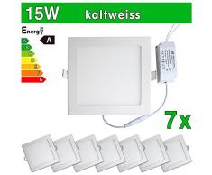 7 x LEDVero funda utlrafina Panel LED 2835 SMD 15 W cuadrado luz blanca fría luz ultrafino para techo