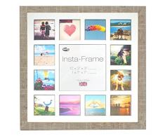 Inov8 16 x 40,64 cm Insta-Frame Marco de fotos de madera para Instagram 13/de estampado a cuadros de fotos con paspartú blanco y negro con borde, 2 unidades, piedra