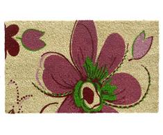 HMT 147604 Fleurs - Felpudo (fibra de coco, 45 x 75 cm), diseño de flores, color rosa