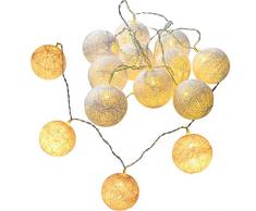 WeRChristmas – 10 blanco cálido bola de algodón LED cadena de luces de Navidad – blanco