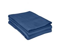 Superior - Juego de fundas de almohada de franela 51 x 102 cm, de algodón, color azul marino liso