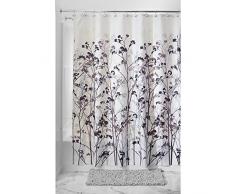 InterDesign Freesia SC Cortina de baño con estampado floral | Cortina de ducha de fijación firme | Cortinas para bañera o plato de ducha, 183 x 183 cm | Poliéster negro/gris topo