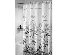 InterDesign Anzu Cortina de ducha | Cortina de baño lavable a máquina de 180 x 200 cm | Cortinas modernas con estampado floral para bañera o plato de ducha | Poliéster gris