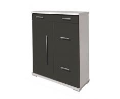 OVERHOME365 2215 B/G - Zapatero, madera, color blanco y gris, 76x34.5x97.5 cm