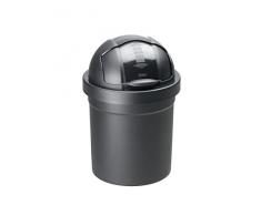 Rotho 1721208080 Cubo de basura Roll Bob 10 L – 26,5 x 26,5 x 39.5 cm – Papelera de plástico (PP) en negro – Contenedor de residuos con tapa deslizante Cubo de basura, plástico