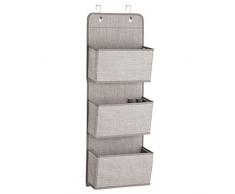 InterDesign Aldo - Organizador de tela, para almacenamiento sobre perfil de puerta; organiza monederos, carteras de mano, zapatos, gafas de sol - 3 bolsillos - Lino