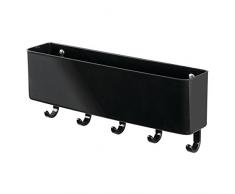 InterDesign Linus - Centro organizador de correspondencia, soporte para cartas, porta llaveros (para oficina, recibidor, cocina, de pared), color negro